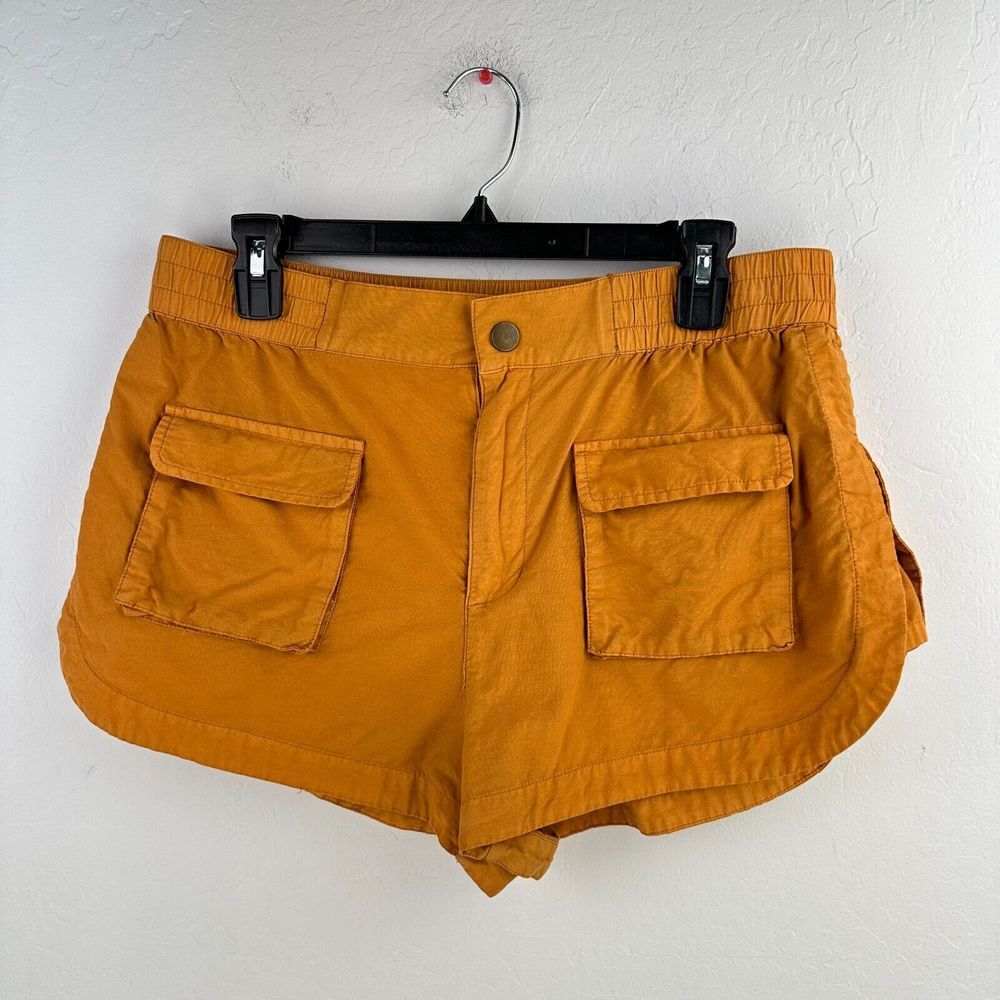 Urban Outfitters Hot Pants Shorts Womens Large Orange Twill Cargo Pockets
